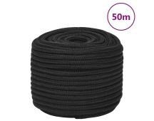 vidaXL Boat Rope Full Black 12 mm 50 m Polypropylene