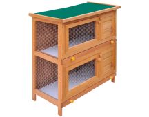 Outdoor Rabbit Hutch Small Animal House Pet Cage 4 Doors Wood