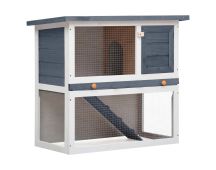 vidaXL Outdoor Rabbit Hutch 1 Door Grey Wood