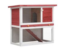 vidaXL Outdoor Rabbit Hutch 1 Door Red Wood