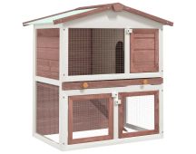 vidaXL Outdoor Rabbit Hutch 3 Doors Brown Wood