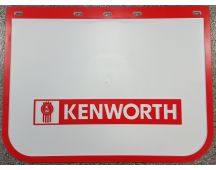 KENWORTH Mudflap white plastic with Kenworth name and red border 24" X 18"