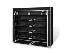 Fabric Shoe Cabinet with Cover 115 x 28 x 110 cm Black