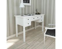 White Writing Desk with 5 Drawers