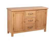 vidaXL Sideboard with 3 Drawers 110x33.5x70 cm Solid Oak Wood