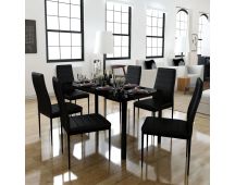 vidaXL Seven Piece Dining Table Set Black