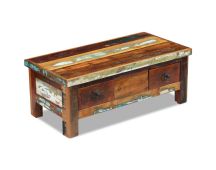 vidaXL Coffee Table Drawers Solid Reclaimed Wood 90x45x35 cm