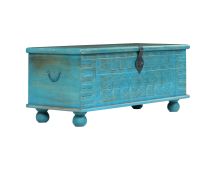 vidaXL Storage Chest Solid Mango Wood Blue 100x40x41 cm