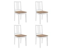 vidaXL Dining Chairs with Cushions 4 pcs White Solid Wood