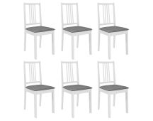 vidaXL Dining Chairs with Cushions 6 pcs White Solid Wood