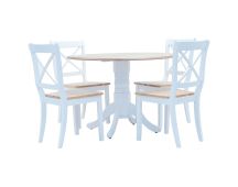 vidaXL 5 Piece Dining Set Solid Rubber Wood White and Brown