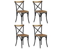 vidaXL Cross Chairs 4 pcs Black Solid Mango Wood