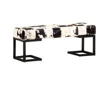 vidaXL Bench 110 cm Black Patchwork Genuine Goat Leather