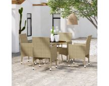 vidaXL 5 Piece Garden Dining Set Poly Rattan Beige