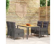 vidaXL 5 Piece Garden Dining Set Poly Rattan Grey