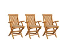 vidaXL Garden Chairs with Beige Cushions 3 pcs Solid Teak Wood