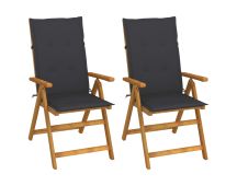 vidaXL Garden Reclining Chairs 2 pcs with Cushions Solid Acacia Wood