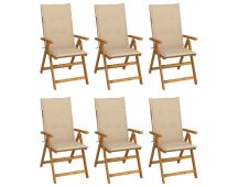 vidaXL Folding Garden Chairs 6 pcs with Cushions Solid Acacia Wood