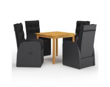 vidaXL 5 Piece Garden Dining Set Black