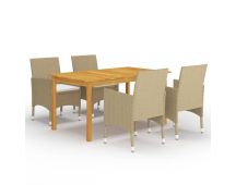 vidaXL 5 Piece Garden Dining Set Beige