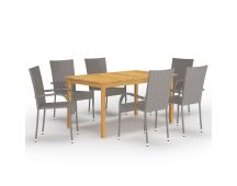 vidaXL 7 Piece Garden Dining Set Grey