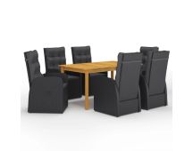 vidaXL 7 Piece Garden Dining Set Black