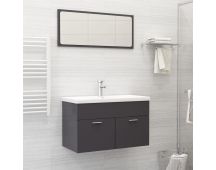 vidaXL Bathroom Furniture Set High Gloss Grey Engineered Wood