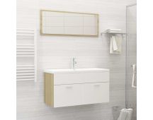 vidaXL Bathroom Furniture Set White and Sonoma Oak Engineered Wood