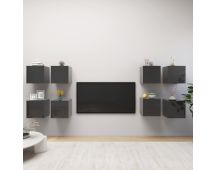 vidaXL Wall Mounted TV Cabinets 8 pcs High Gloss Grey 30.5x30x30 cm