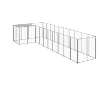 vidaXL Dog Kennel Silver 7.26 m² Steel