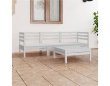 vidaXL 4 Piece Garden Lounge Set White Solid Wood Pine