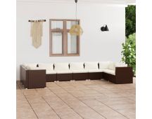 vidaXL 10 Piece Garden Lounge Set with Cushions Poly Rattan Brown