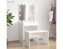 vidaXL Dressing Table Set with LED White Engineered Wood