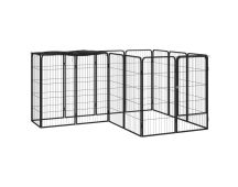 vidaXL 14-Panel Dog Playpen Black 50x100 cm Powder-coated Steel