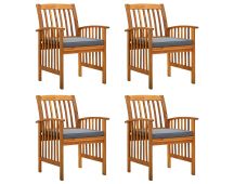 vidaXL Garden Dining Chairs 4 pcs with Cushions Solid Wood Acacia