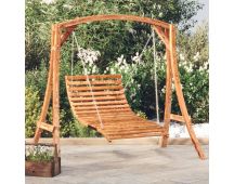 vidaXL Swing Bed Solid Bent Wood with Teak Finish 115x147x46 cm