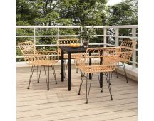 vidaXL 5 Piece Garden Dining Set Poly Rattan