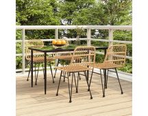 vidaXL 5 Piece Garden Dining Set Poly Rattan