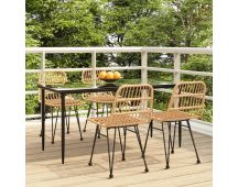 vidaXL 5 Piece Garden Dining Set Poly Rattan