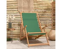 vidaXL Folding Beach Chair Solid Wood Teak Green