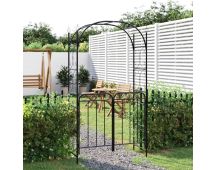 vidaXL Garden Arch with Gate Black 108x45x235 cm Steel