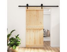 vidaXL Sliding Door with Hardware Set 90x210 cm Solid Wood Pine