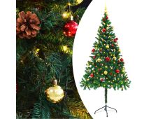 vidaXL Artificial Pre-lit Christmas Tree with Baubles Green 180 cm