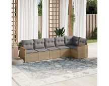 vidaXL 6 Piece Garden Sofa Set with Cushions Mix Beige Poly Rattan