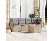 vidaXL 5 Piece Garden Sofa Set with Cushions Mix Beige Poly Rattan