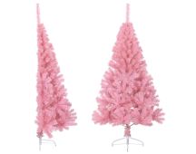 vidaXL Artificial Half Christmas Tree with Stand Pink 150 cm PVC