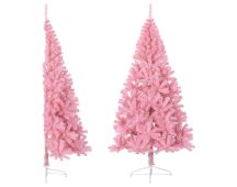 vidaXL Artificial Half Christmas Tree with Stand Pink 210 cm PVC