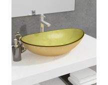 vidaXL Basin Tempered Glass 54.5x35x15.5 cm Gold