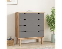 vidaXL Drawer Cabinet OTTA Brown&Grey 76.5x39.5x90cm Solid Wood Pine