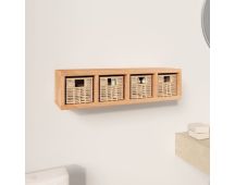 vidaXL Wall Shelf with Baskets 62x18x16 cm Solid Wood Walnut